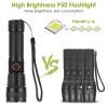 Tactical LED Flashlight Zoomable Rechargeable Search Light Torch 50000LM  5Modes SOS Night Light For Night Walking Adventures