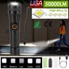 Tactical LED Flashlight Zoomable Rechargeable Search Light Torch 50000LM  5Modes SOS Night Light For Night Walking Adventures