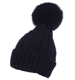 Kids Winter Ear Protect Knitting Hat Toddler Pom Pom Hat; Black
