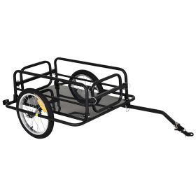 Aosom Bicycle Cargo Trailer Foldable Bike Cart Wagon with Hitch 16 Wheels 88 lbs Load Capacity Black