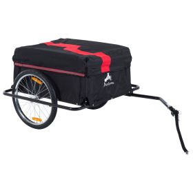 Aosom Bicycle Cargo Trailer, Two-Wheel Bike Luggage Wagon with Removable Cover, Versatile Use, Red