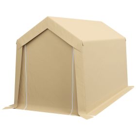 Outsunny Storage Tent 7x12 Outdoor, Heavy Duty Galvanized, Beige, Waterproof Portable for Tools & Bikes