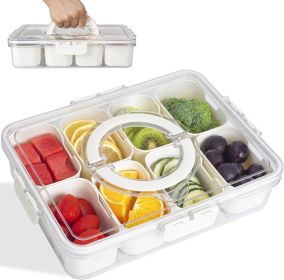 Divided Snack Box With Lid â€“ Clear Food Storage Container With Colorful Compartments â€“ Reusable Bento Organizer For Snacks, Fruits, Nuts