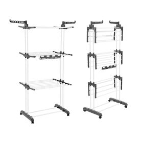 VEVOR Clothes Drying Rack, 4-Tier Foldable Laundry Dryer Rack, Metal Drying Racks with 24 Drying Rods