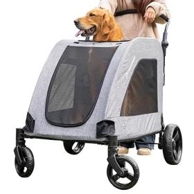 EchoSmile XL Extra Large Dog Stroller - Adjustable Handles,Lightweight Folding Pet Stroller,All-Terrain 4 Wheel for 2 Medium Dogs