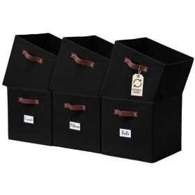 DECOMOMO Fabric Storage Bin | Cube Storage Bin | Cube Organizer Bin | Set of 6, Black