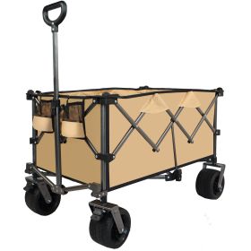 Heavy-Duty 360lb Capacity Foldable Utility Wagon â€“ All-Terrain Quiet Wheels, Adjustable Handle & Cup Holders for Camping, Gardening, Picnic, Sports