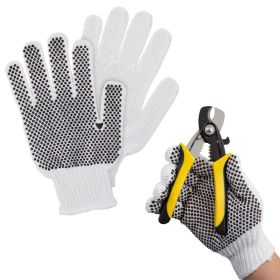 PVC Dotted Gloves 10 Inches, White Cotton String Gloves 24 Pack, One-Sided PVC Knit Gloves 12 Pairs