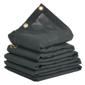 VEVOR Dump Truck Mesh Tarp, 8 x 18 ft, PVC Coated Black Heavy Duty Cover with 5.5" 18oz Double Pocket, Brass Grommets