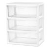 3 Drawer Tower, Versatile Storage with Clear Drawers Become Removable Bins, Easy to Assemble, White