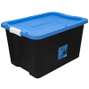 27 Gallon Heavy Duty Latching Plastic Storage Bin Container, Black,