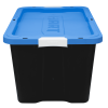 27 Gallon Heavy Duty Latching Plastic Storage Bin Container, Black,