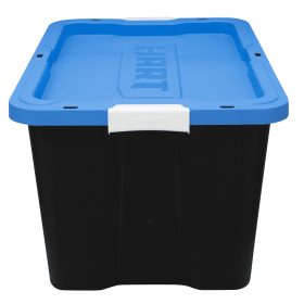 27 Gallon Heavy Duty Latching Plastic Storage Bin Container, Black,