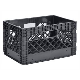 24QT Plastic Heavy-Duty Milk Crate, Black