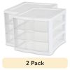 (2 pack) 3 Drawer Unit, Clear Plastic Countertop or Desktop Drawers, White