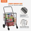 VEVOR Folding Shopping Cart, Jumbo Grocery Cart with Double Baskets, 360Â° Swivel Wheels, Heavy Duty Utility Cart
