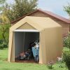 Outsunny Storage Tent 7x12 Outdoor, Heavy Duty Galvanized, Beige, Waterproof Portable for Tools & Bikes