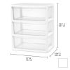 3 Drawer Tower, Versatile Storage with Clear Drawers Become Removable Bins, Easy to Assemble, White
