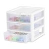 3 Drawer Clear Plastic Countertop Drawer, White, Pack of 6