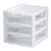 (2 pack) Small 3 Drawer Unit, Clear Plastic Countertop or Desktop Drawers, White