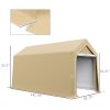 Outsunny Storage Tent 7x12 Outdoor, Heavy Duty Galvanized, Beige, Waterproof Portable for Tools & Bikes