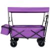 480Lbs Collapsible Wagon with Canopy,Wagon Stroller with 7" All-Terrain Wheels, Lightweight Foldable Wagon, Large Capacity for Camping, Shopping