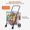 VEVOR Folding Shopping Cart, Jumbo Grocery Cart with Double Baskets, 360Â° Swivel Wheels, Heavy Duty Utility Cart