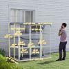 71" Catio Outdoor Cat Enclosure w/ Weatherproof Tarp, Hammock, Condo, Jump Platforms, Ladders, Ramps, for 2-4 Kittens