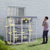 PawHut Large Outdoor Catio Cat Enclosure with Hammock, Condo, Jump Platforms, Ladders, Ramps, Tarp, for 2-4 Large Cats, Gray