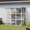 PawHut Large Outdoor Catio Cat Enclosure with Hammock, Condo, Jump Platforms, Ladders, Ramps, Tarp, for 2-4 Large Cats, Gray