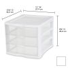 (2 pack) 3 Drawer Unit, Clear Plastic Countertop or Desktop Drawers, White