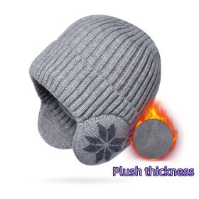 Stay Warm & Protected This Winter: Unisex Snow Flake Earmuff & Knitted Beanie Hat Set (Color: light gray)
