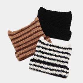 New Japanese Streetwear Harajuku Beanie Little Devil Striped Knitted Hat Women Autumn Winter Cute Cat Ears Cap (Color: 3 Hats, size: head 56-59cm)