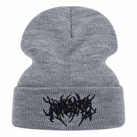 New personality Embroidery Beanies Hat Men Woman Fashion winter Warm hat Knitted Soft Caps Bone Ski Skullies wool hats gorras (Color: Gray)