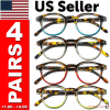 4 Pairs Mens Women Spring Hinge Round Horn Power Oval Reading Reader Glasses 1-4