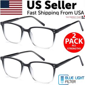 2 PK Unisex Blue Light Blocking Reading Glasses Computer Readers For Men Women (Magnification Strength: =+1.00 strength, Frame Pattern: Black & Clear)