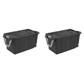 Extra Large Storage Bin, 40 Gallon Wheeled Plastic Storage Container with Handle,Pack of 2 (Color: Gray)
