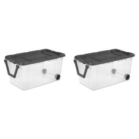 Extra Large Storage Bin, 40 Gallon Wheeled Plastic Storage Container with Handle,Pack of 2 (Color: Clear / Gray)