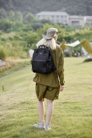 Himawari Waterproof and Anti-Theft Nylon Backpack Bag (Color: Black, size: One Size)