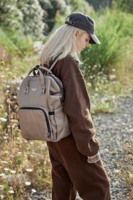 Himawari Waterproof and Anti-Theft Nylon Backpack Bag (Color: Khaki, size: One Size)