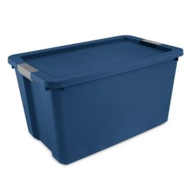 Extra Large Storage Bin, 45 Gallon Plastic Storage Container with Latch Lid & Wheels, Blue (Volume Capacity: 34 gal)
