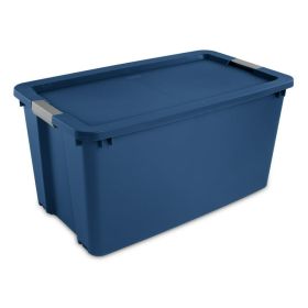 Extra Large Storage Bin, 45 Gallon Plastic Storage Container with Latch Lid & Wheels, Blue (Volume Capacity: 45 gal)