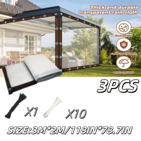 Patio transparent tarp, three sizes, with nylon rope and multiple cable ties, reinforced version, thick durable anti-friction, suitable for farmhouse (size: 118IN*78.7IN-3PCS)