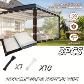 Patio transparent tarp, three sizes, with nylon rope and multiple cable ties, reinforced version, thick durable anti-friction, suitable for farmhouse (size: 78.74IN*39.37IN-3PCS)
