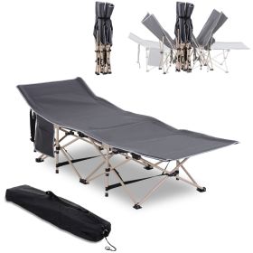 Outsunny Folding Camping Cot for Adults with Carry Bag, Side Pocket, Outdoor Portable Sleeping Bed for Travel, Camp, Vacation, 330 lbs. Capacity, (Color: as Pic)