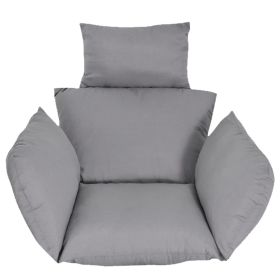 Egg Chair Cushion Hanging Basket Seat Cushion Thicken Soft Egg Swing Chair Pad Hanging Egg Chair Cushion with Headrest HANGING BASKET NOT INCLUDED (Color: Grey)