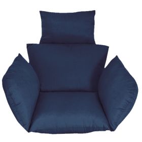 Egg Chair Cushion Hanging Basket Seat Cushion Thicken Soft Egg Swing Chair Pad Hanging Egg Chair Cushion with Headrest HANGING BASKET NOT INCLUDED (Color: navy)