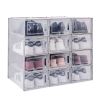 Set of 18 Stackable Clear Plastic Transparent Shoe Storage Box in Home