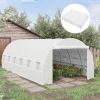 Outsunny 19.7' x 9.8' x 6.6' Plastic Greenhouse Cover Replacement, Heavy Duty Waterproof Tarp for Hoop House, Sheeting with 12 Windows