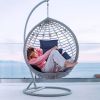 Egg Chair Cushion Hanging Basket Seat Cushion Thicken Soft Egg Swing Chair Pad Hanging Egg Chair Cushion with Headrest HANGING BASKET NOT INCLUDED